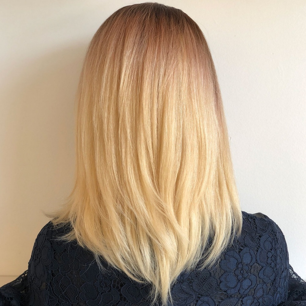 100% Human Hair Blonde Brown Ombre Lace Front Wig - Picture 4 of 7